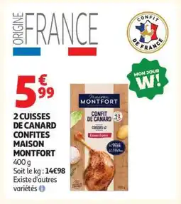 Auchan 2 Cuisses De Canard Confites Maison Montfort offre