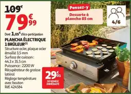 Auchan PLANCHA ÉLECTRIQUE 1 BRÛLEUR offre