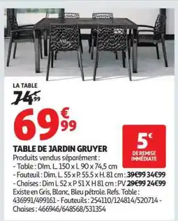 Auchan TABLE DE JARDIN GRUYER offre