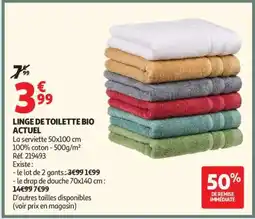 Auchan LINGE DE TOILETTE BIO ACTUEL offre