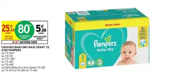 Intermarché Hyper Couches baby-dry maxi géant T2 X120 pampers offre