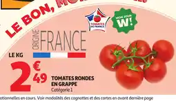 Auchan Tomates rondes en grappe offre
