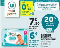 Super U COUCHES ESSENTIEL U TOUT PETITS offre