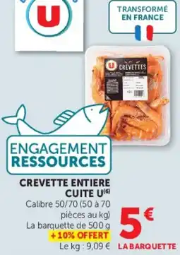 Super U CREVETTE ENTIERE CUITE U offre