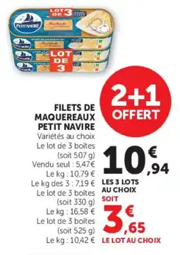 Super U FILETS DE MAQUEREAUX PETIT NAVIRE offre