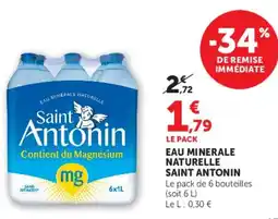 Super U EAU MINERALE NATURELLE SAINT ANTONIN offre
