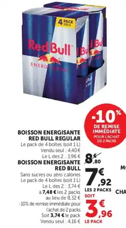 Super U BOISSON ENERGISANTE RED BULL REGULAR offre