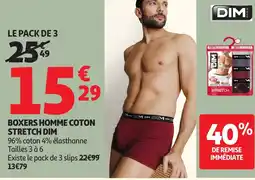 Auchan Dim Boxers homme coton stretch offre