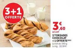 Super U 3 TORSADES CHOCOLAT +1 OFFERTE offre