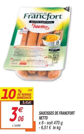 Netto Saucisses de francfort netto offre