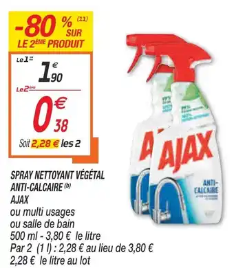 Netto Spray nettoyant végétal anti-calcaire ajax offre
