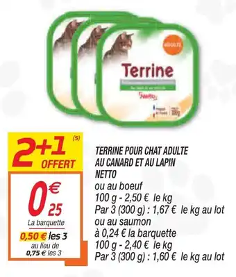 Netto Terrine pour chat adulte au canard et au lapin netto offre