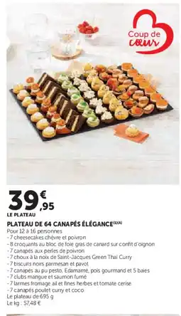 Hyper U Plateau de 64 canapés élégance offre