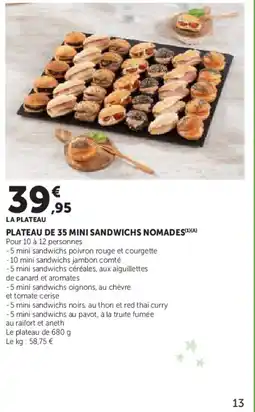 Hyper U Plateau de 35 mini sandwichs nomades offre