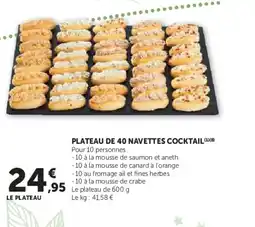 Hyper U Plateau de 40 navettes cocktail offre