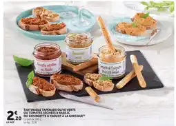 Hyper U Tartinable tapenade olive verte ou tomates séchées & basilic ou courgette & yaourt à la grecque offre