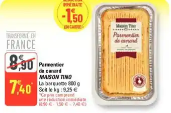 G20 Parmentier de canard MAISON TINO offre