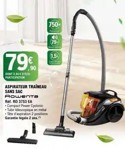 E.Leclerc ASPIRATEUR TRAINEAU SANS SAC ROWENTA offre