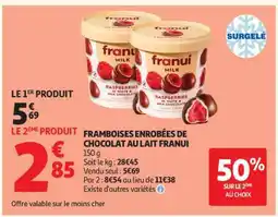 Auchan FRAMBOISES ENROBÉES DE CHOCOLAT AU LAIT FRANUI offre