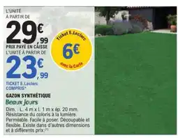 E.Leclerc Gazon Synthétique 'Beaux Jours' offre