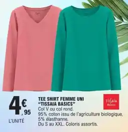 E.Leclerc Fa - tee shirt femme uni tissaia basics offre