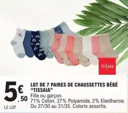 E.Leclerc Lot de 7 paires de chaussettes bébé offre