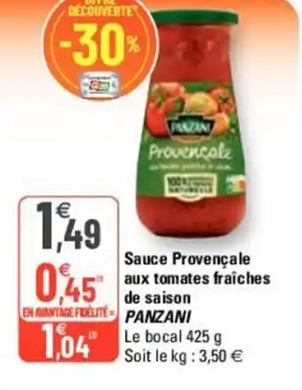 G20 Sauce provençale aux tomates fraîches de saison PANZANI offre