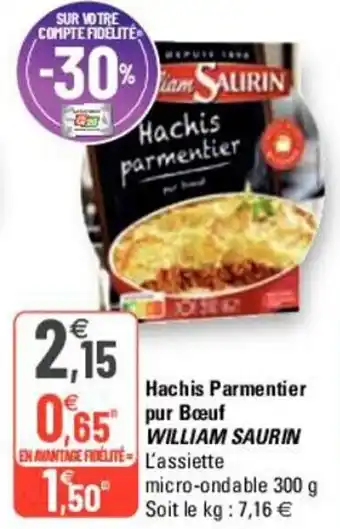 G20 Hachis parmentier pur bœuf WILLIAM SAURIN offre