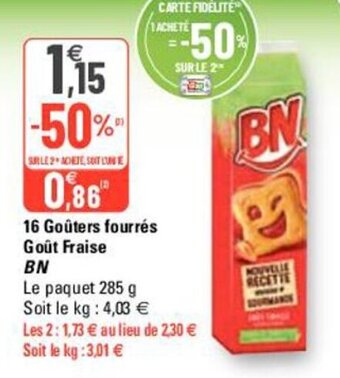 G20 16 Goûters fourrés goût fraise BN offre