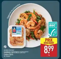 ALDI GOLDEN SEAFOOD GAMBAS ENTIÈRES CUITES offre
