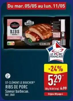 ALDI ST-CLÉMENT LE BOUCHER RIBS DE PORC offre