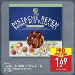 ALDI CUCINA 3 BARRES AUX NOIX ET PISTACHES offre