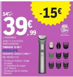 E.Leclerc PHILIPS TONDEUSE 10 EN 1 offre