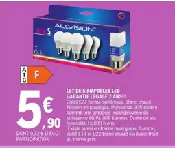 E.Leclerc LOT DE 5 AMPOULES LED offre