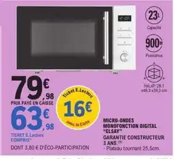 E.Leclerc Micro-ondes Monofonction Digital 'Elsay' offre