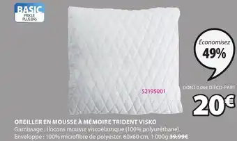 JYSK Oreiller En Mousse à Mémoire Trident Visko offre