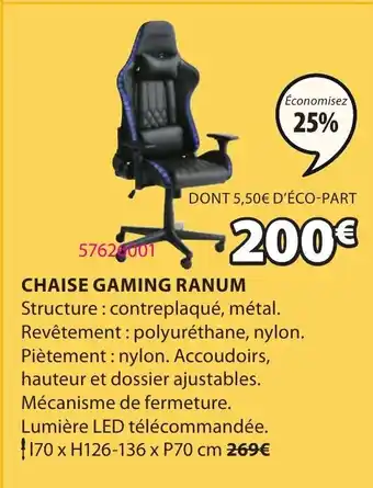 JYSK Chaise Gaming Ranum offre