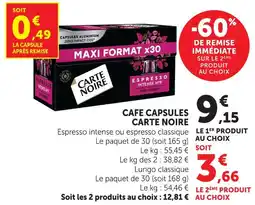 Super U Carte noire cafe capsules offre