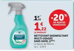 Super U U nettoyant désinfectant multi-usages sans javel offre