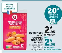 Super U U madeleines cœur caramel au beurre sale offre