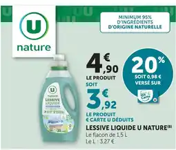 Super U U nature lessive liquide offre