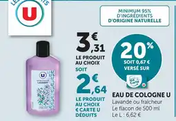 Super U U eau de cologne offre