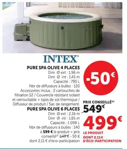 Hyper U Intex pure spa olive 4 places offre