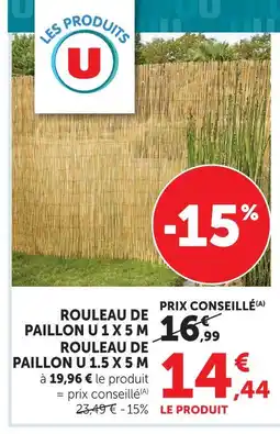 Hyper U U rouleau de paillon 1 x 5 m rouleau de paillon 1.5 x 5 m offre
