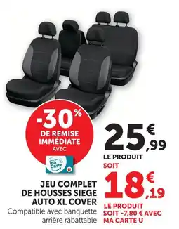 Hyper U Jeu complet de housses siège auto xl cover offre