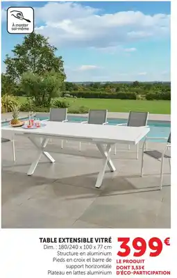 Hyper U Table extensible vitré offre