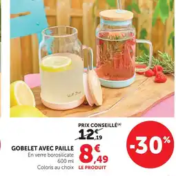 Hyper U Gobelet avec paille offre