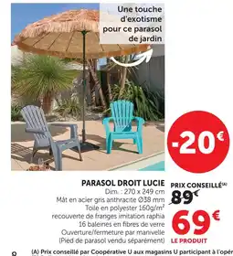 Hyper U Parasol droit lucie offre