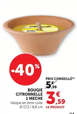 Hyper U Bougie citronnelle 1 mèche offre