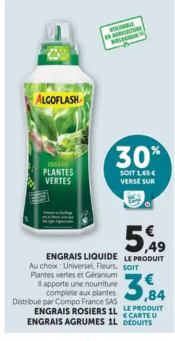 Hyper U Algoflash engrais liquide offre